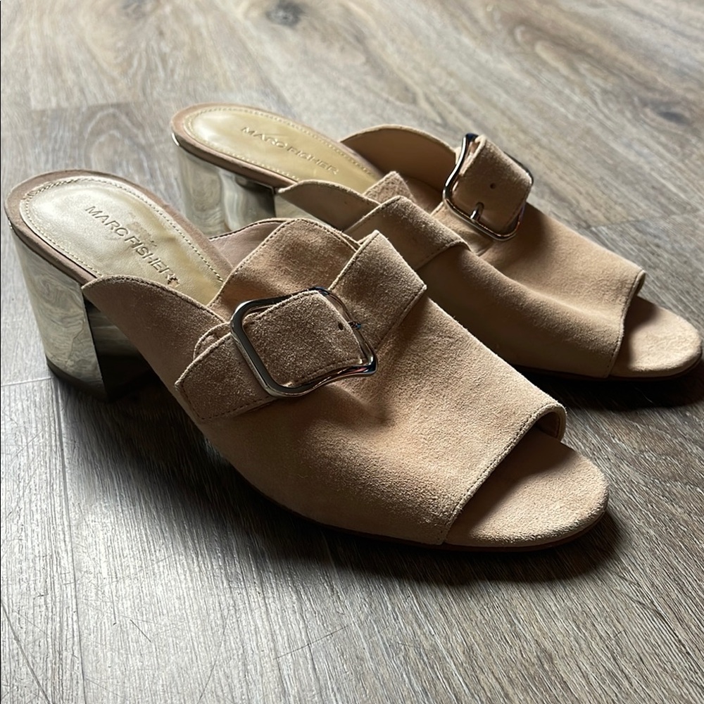 Marc Fisher Tan Suede Women's Mules